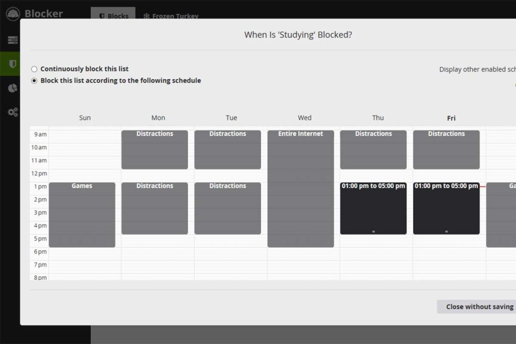 Cold Turkey learning strategy